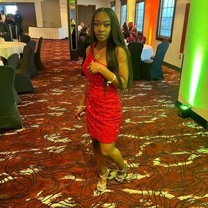 Red Sequin Mini Dress